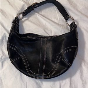 Small black leather coach purse